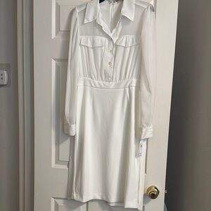 Shelby & Palmer White Long Sleeve Shirt Dress